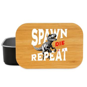 Spawn Die Repeat Raptor Gaming Design Dino - Lunch Box - Schwarz - Vorne