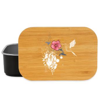 un colibri et un coeur avec une fleur - Boîte à goûter - noir - Devant