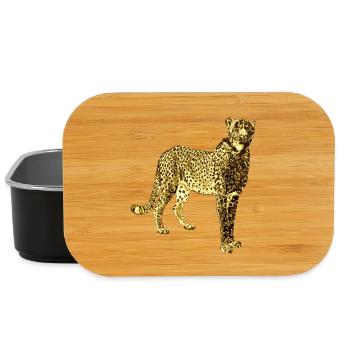 Leopard Golden Graffiti Art - Lunch Box - black - Front