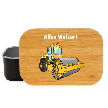 Dampfwalze, Alles Walzer, niederwalzen, Straßenbau - Lunch Box - Schwarz - Vorne