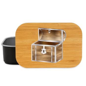 empty treasure chest made of wood with metal fittings - Lunch Box - black - Front