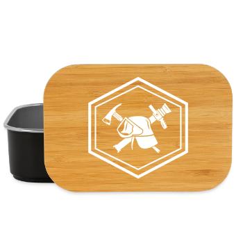 Fire brigade coat of arms - fire brigade helmet axe and hose - Lunch Box - black - Front