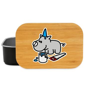 Drôle de rhinocéros anniversaire fête fête - Boîte à goûter - noir - Devant