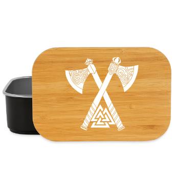 Haches et symbole viking blanc - Boîte à goûter - noir - Devant