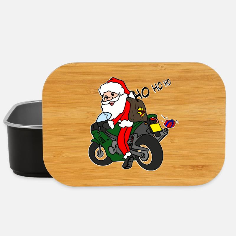 Weihnachts-Weihnachtsmann auf Motorrad mit Geschenken - Lunch Box - Schwarz