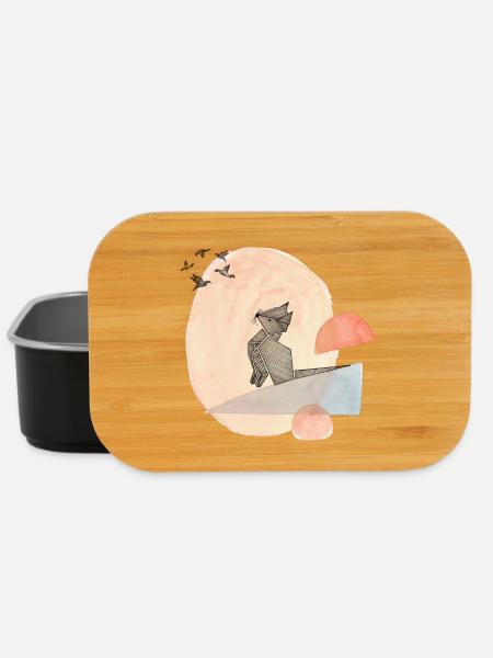 Illustration de l’origami du chat et des oiseaux - Boîte à goûter - noir