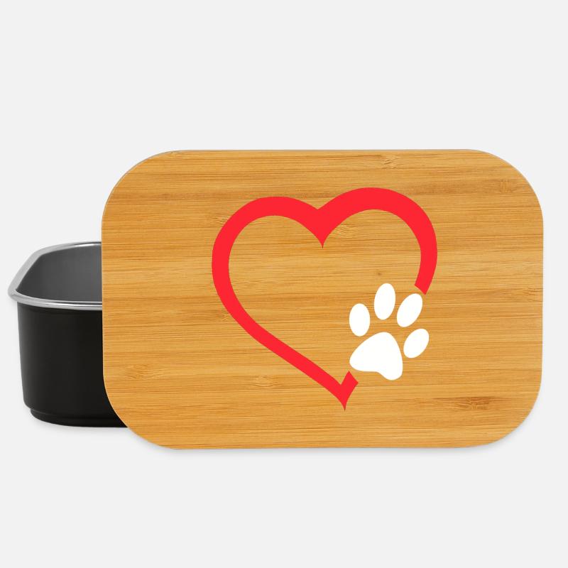 Rotes Herz mit weißer Hundepfote. Hund # - Lunch Box - Schwarz