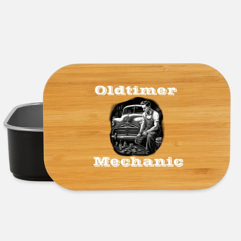 Oldtimer Mechanic white - Lunch Box - black