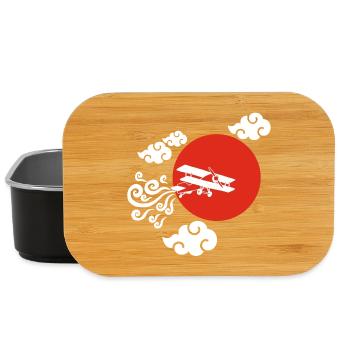 White Airplane and Red Sun - Lunch Box - black - Front