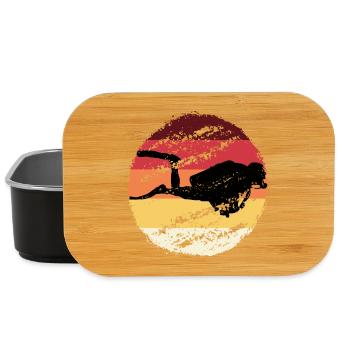 Retro Sunset Diver Silhouette - Lunch Box - black - Front