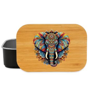 Elefant mit Mandalas verziert - Lunch Box - Schwarz - Vorne