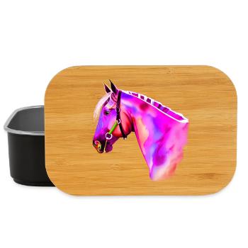 Neon Horse Head Watercolor - Lunch Box - black - Front