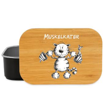 Katze Muskelkater Kraftsport Fitness Wortspiel - Lunch Box - Schwarz - Vorne