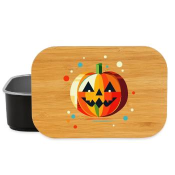 Geometrischer Halloween Kürbis in bunten Farben - Lunch Box - Schwarz - Vorne