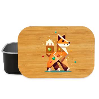 Fuchs im Lebkuchen Stil– Kreatives Weihnachtsmotiv - Lunch Box - Schwarz - Vorne