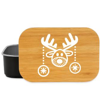 Reindeer comic cartoon simple Christmas baubles - Lunch Box - black - Front