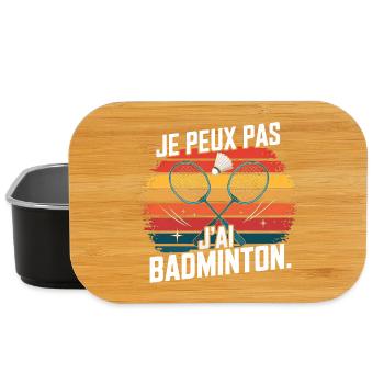 Badminton Style Vintage - Je peux pas, j'ai bad - Boîte à goûter - noir - Devant