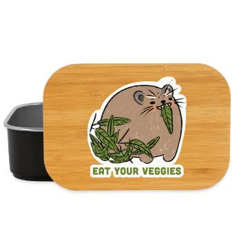 Eat Your Veggies – Lustiges Tiermotiv - Lunch Box - Schwarz - Vorne