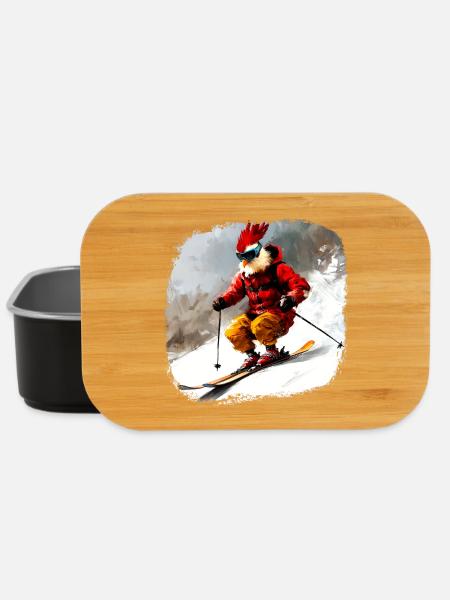 Hühner Ski / Skifahrer Huhn - Lunch Box - Schwarz