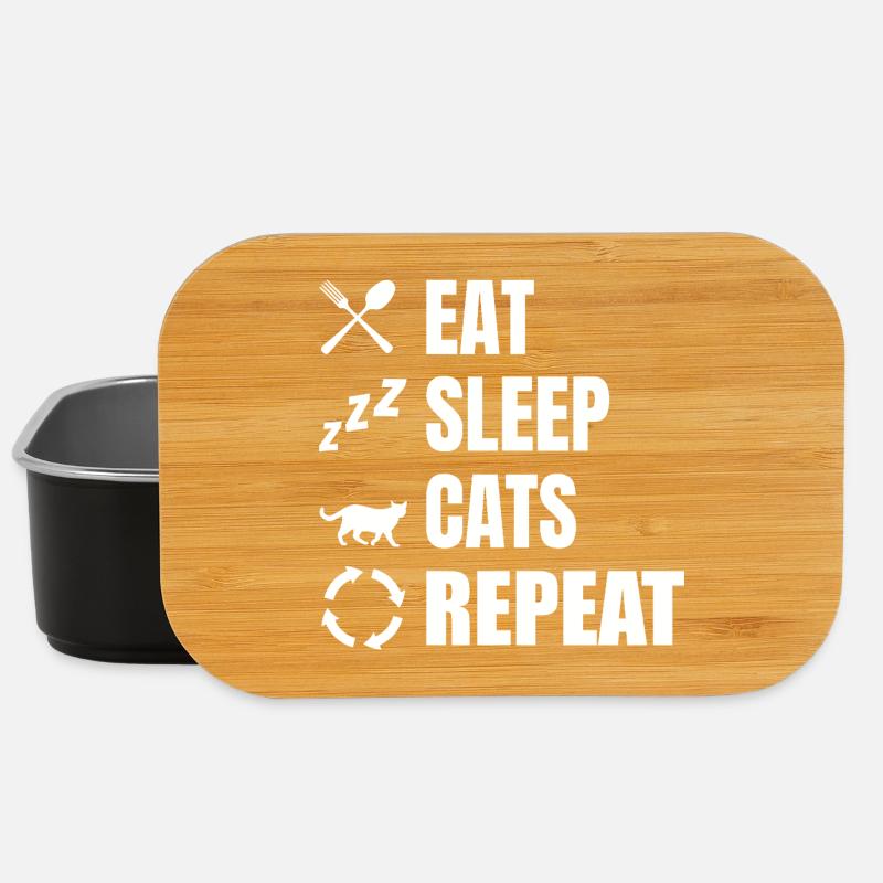 Essen Schlafen Katzen Wiederholen - Lunch Box - Schwarz