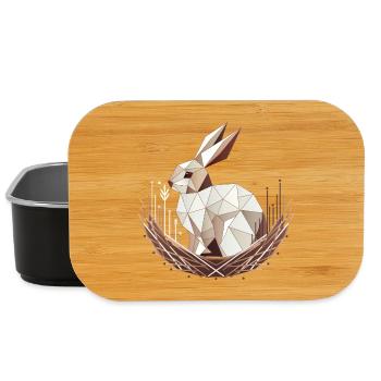 Geometrischer Hase im Nest –Stilvolles Osterdesign - Lunch Box - Schwarz - Vorne