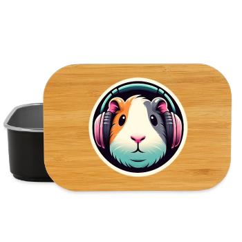 Meerschweinchen mit Kopfhörern in Pastell - Lunch Box - Schwarz - Vorne
