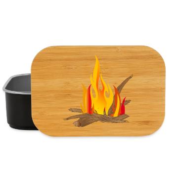 Campfire illustration with logs & flames - Lunch Box - black - Front