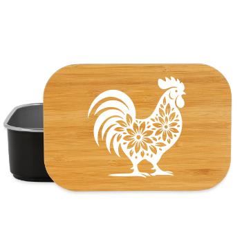 Blumen Folk Hahn Design - Lunch Box - Schwarz - Vorne