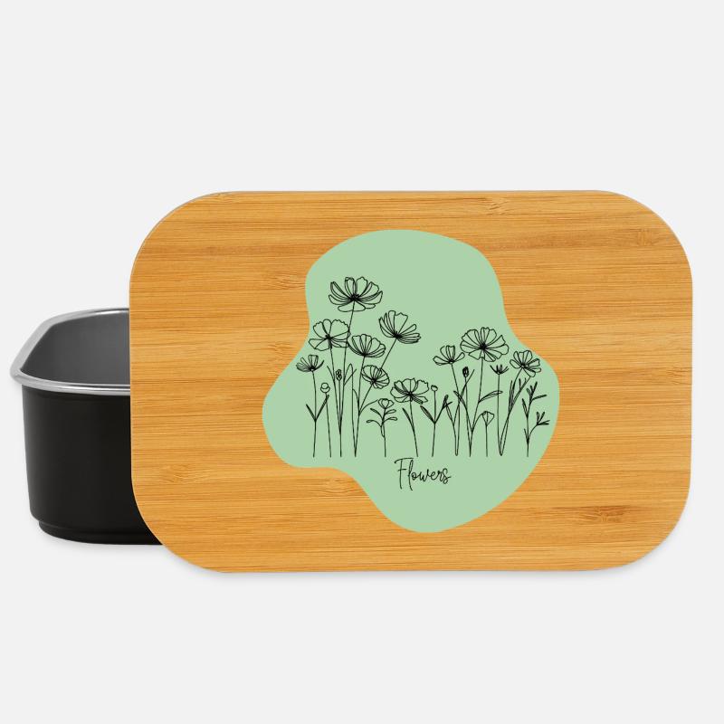 Minimalist Floral Illustration - Lunch Box - black