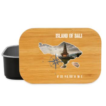 Contour de l'île de Bali avec temple et boussole - Boîte à goûter - noir - Devant