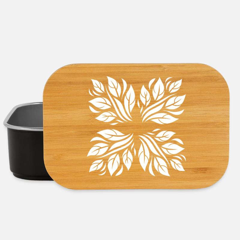 Motif botanique de feuilles - Boîte à goûter - noir