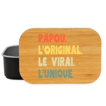 Papou l’original – Cadeau grand-père unique - Boîte à goûter - noir - Devant