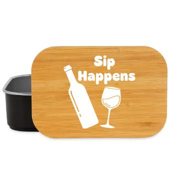 Sip Happens Weinflasche Glas - Lunch Box - Schwarz - Vorne