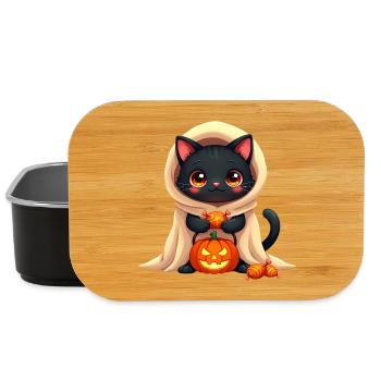 Halloween Cat with Halloween Pumpkin - Lunch Box - black - Front