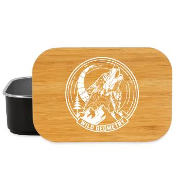 Wildgeometrischer Wolf im Mondkreis - Lunch Box - Schwarz - Vorne