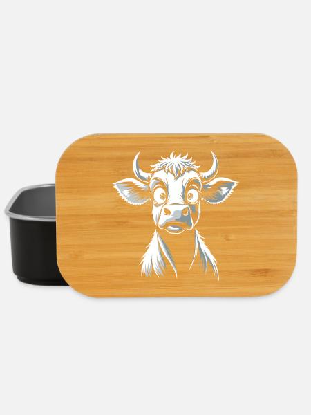 Kuh lustig Kuhkopf Rind lustige Zeichnung - Lunch Box - Schwarz