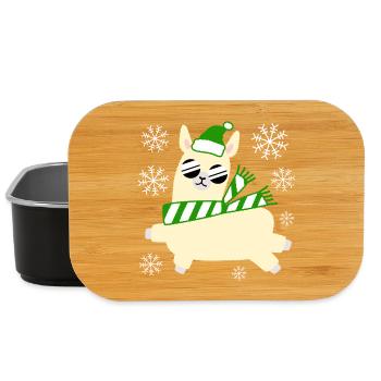 Llama – Noël - Boîte à goûter - noir - Devant