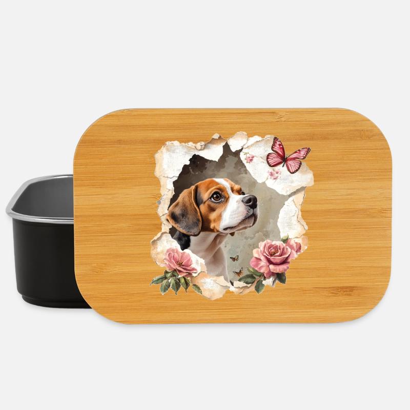 Beagle avec papillon - Boîte à goûter - noir