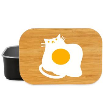 Funny Cat as Fried Egg Cooking Chef - Lunch Box - black - Front