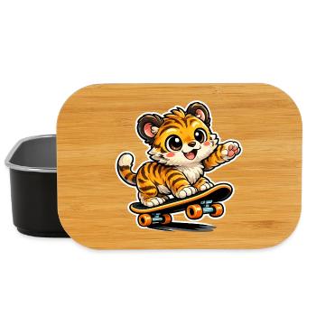 Süßer Tiger Skateboard Abenteuer - Lunch Box - Schwarz - Vorne