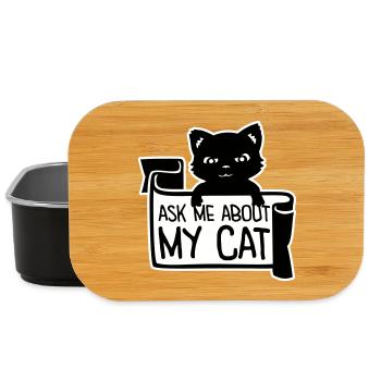 Demandez-moi pour mon chat Chat Amour des animaux Animaux - Boîte à goûter - noir - Devant