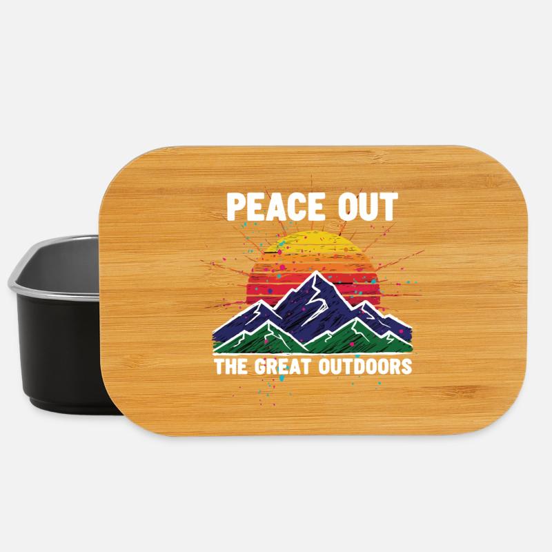 Peace Out Great Outdoors Mountain Sun - Lunch Box - black