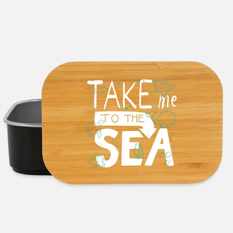 Take Me to the Sea – Doodle Meer Spruch - Lunch Box - Schwarz
