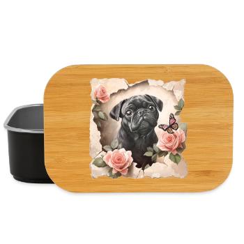Mops mit Schmetterling - Lunch Box - Schwarz - Vorne