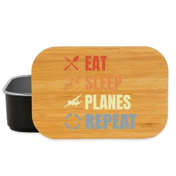 Eat Sleep Planes Repeat - Lunch Box - black - Front