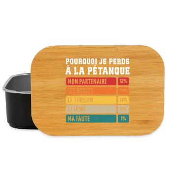 Pourquoi Je Perds À La Pétanque  - Boîte à goûter - noir - Devant