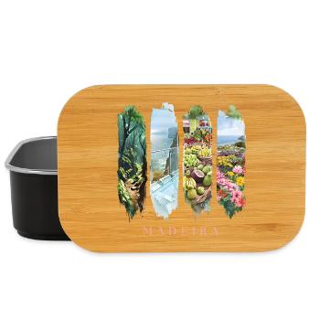 Madeira Urlaub Travel – Dschungel & Blüten Motiv - Lunch Box - Schwarz - Vorne
