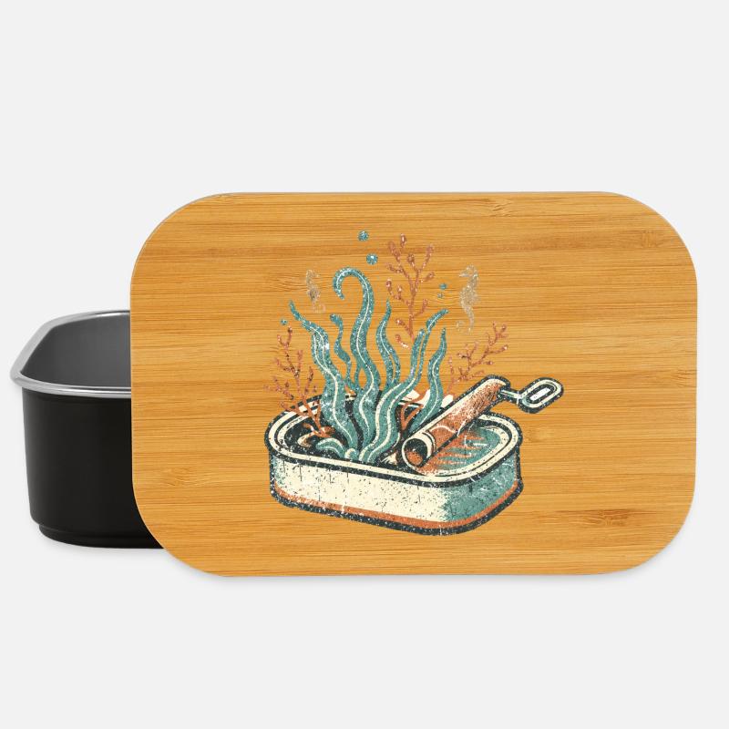 Seaweed Scroll Pan Art - Lunch Box - black