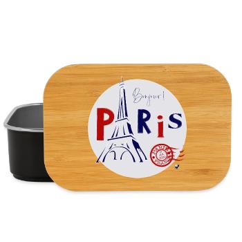 Eiffelturm Abbildung im Kreis mit Inschrift - Lunch Box - Schwarz - Vorne