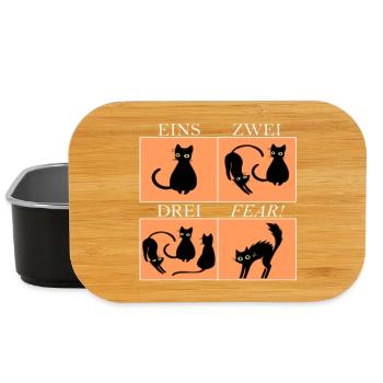 Vier Katzen Panels mit Spruch Fear - Lunch Box - Schwarz - Vorne